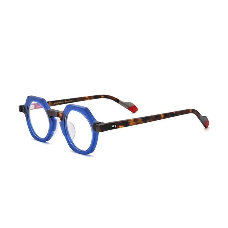CCspace Unisex Full Rim Irregular Round Acetate Eyeglasses 55099 Full Rim CCspace C1MatteBlue China