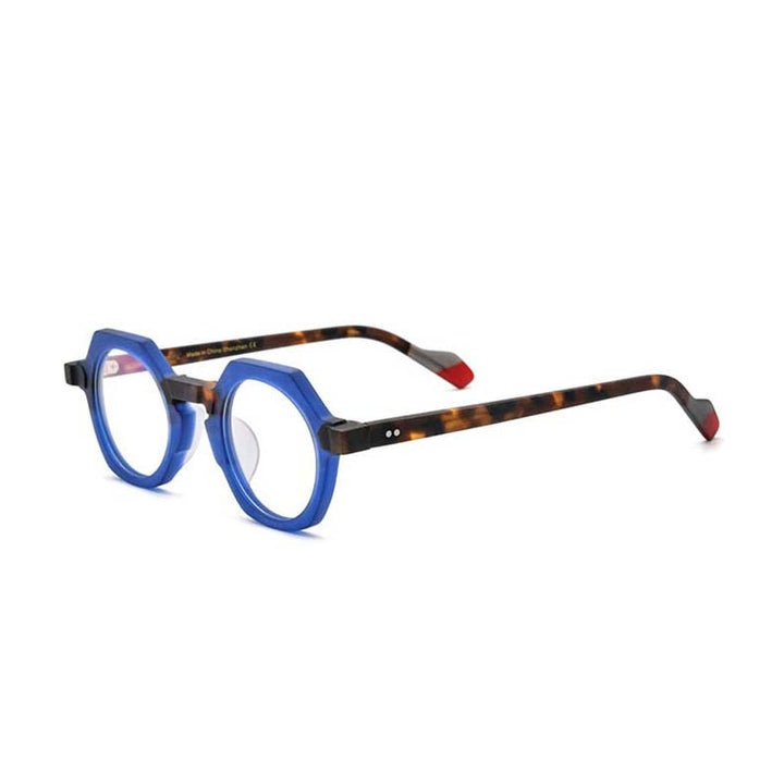 CCspace Unisex Full Rim Irregular Round Acetate Eyeglasses 55099 Full Rim CCspace C1MatteBlue China