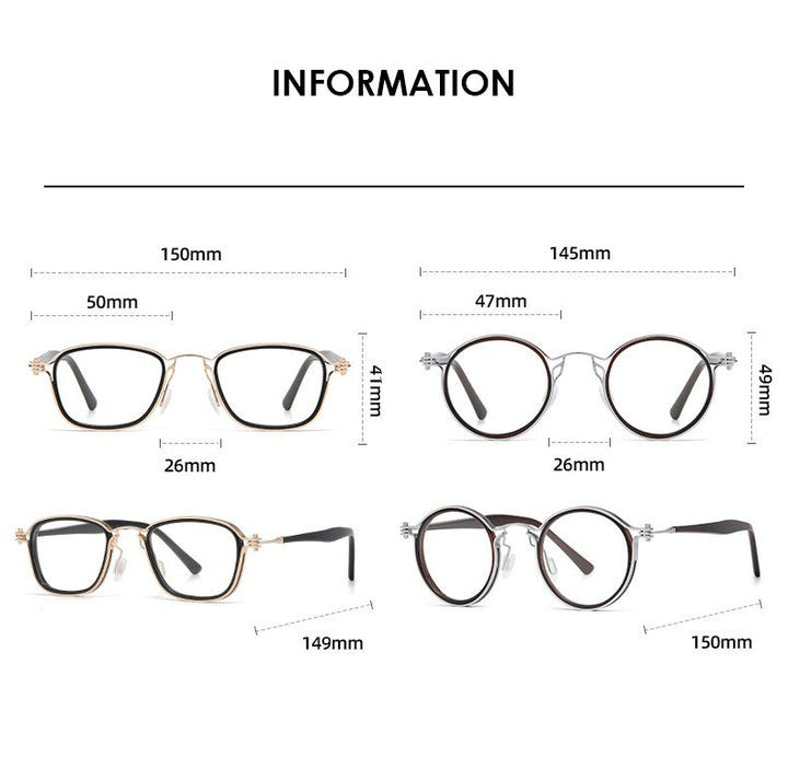 Cubojue Unisex Full Rim Round Acetate Alloy Hyperopic Reading Glasses Reading Glasses Cubojue