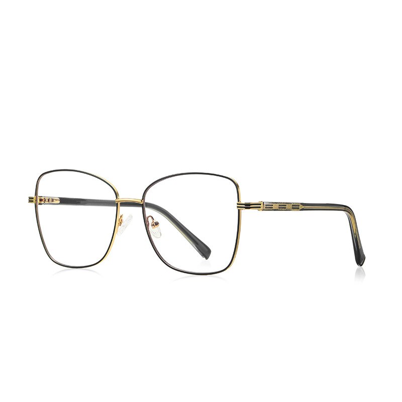 CCspace Unisex Full Rim Square Alloy Eyeglasses 55529 Full Rim CCspace China C1GoldBlack