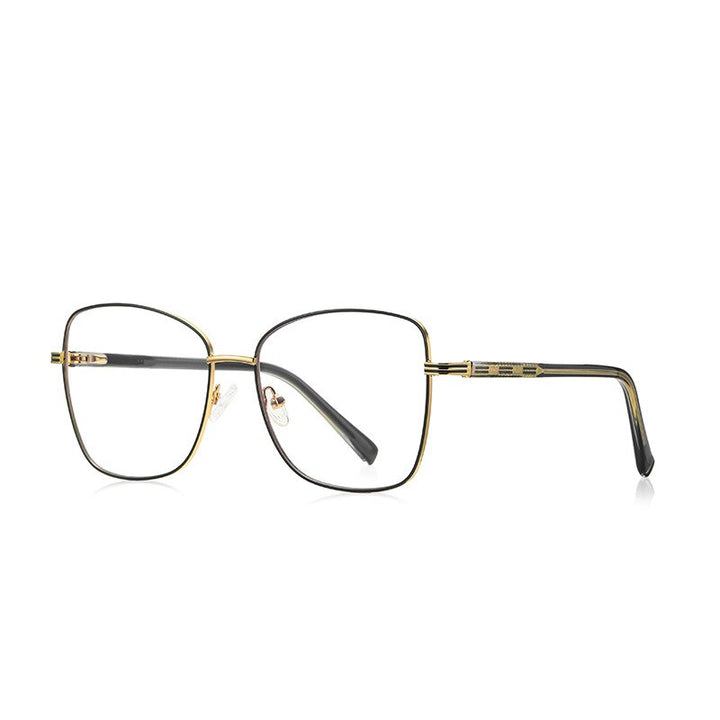 CCspace Unisex Full Rim Square Alloy Eyeglasses 55529 Full Rim CCspace China C1GoldBlack