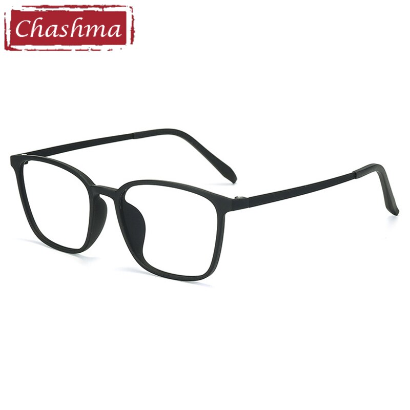 Chashma Unisex Full Rim Ultem Titanium Square Frame Eyeglasses 66113 Full Rim Chashma Matte Black  