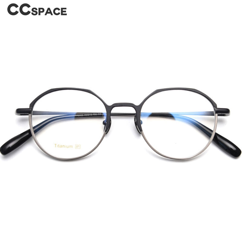 CCspace Unisex Full Rim Round Titanium Eyeglasses 55458 Full Rim CCspace