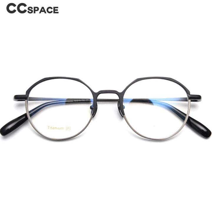 CCspace Unisex Full Rim Round Titanium Eyeglasses 55458 Full Rim CCspace