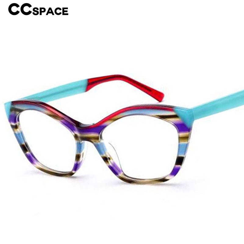 CCspace Unisex Full Rim Cat Eye Acetate Fiber Eyeglasses 56527 Full Rim CCspace