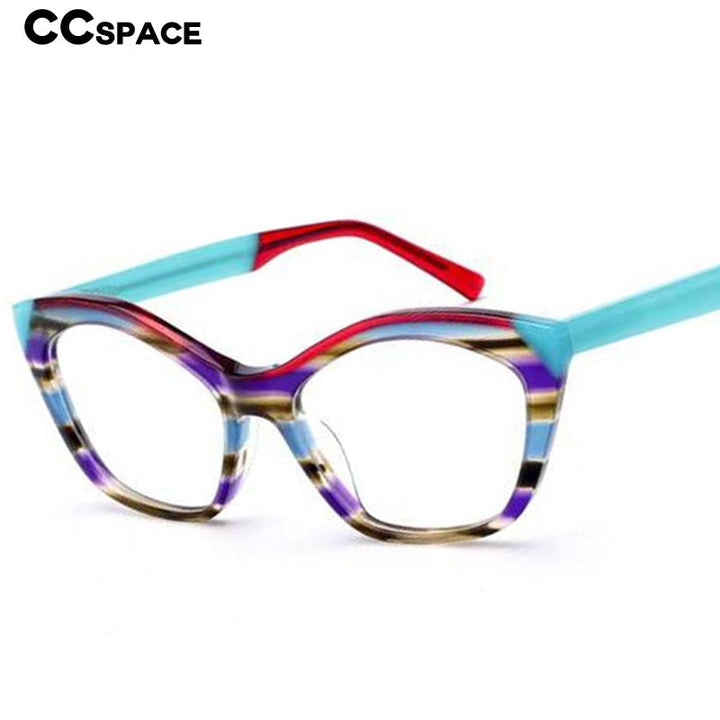 CCspace Unisex Full Rim Cat Eye Acetate Fiber Eyeglasses 56527 Full Rim CCspace