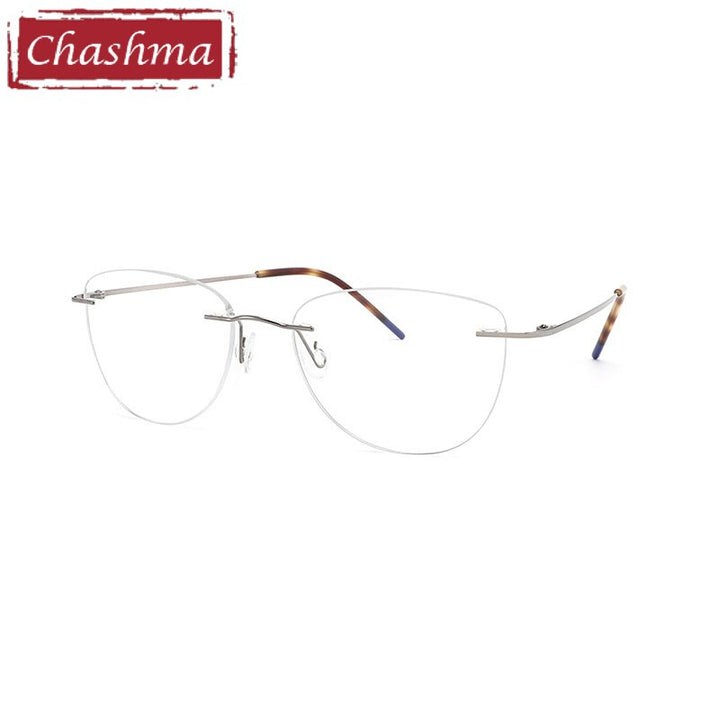Chashma Ottica Unisex Rimless Square Cat Eye Titanium Eyeglasses 8012 Rimless Chashma Ottica Gray