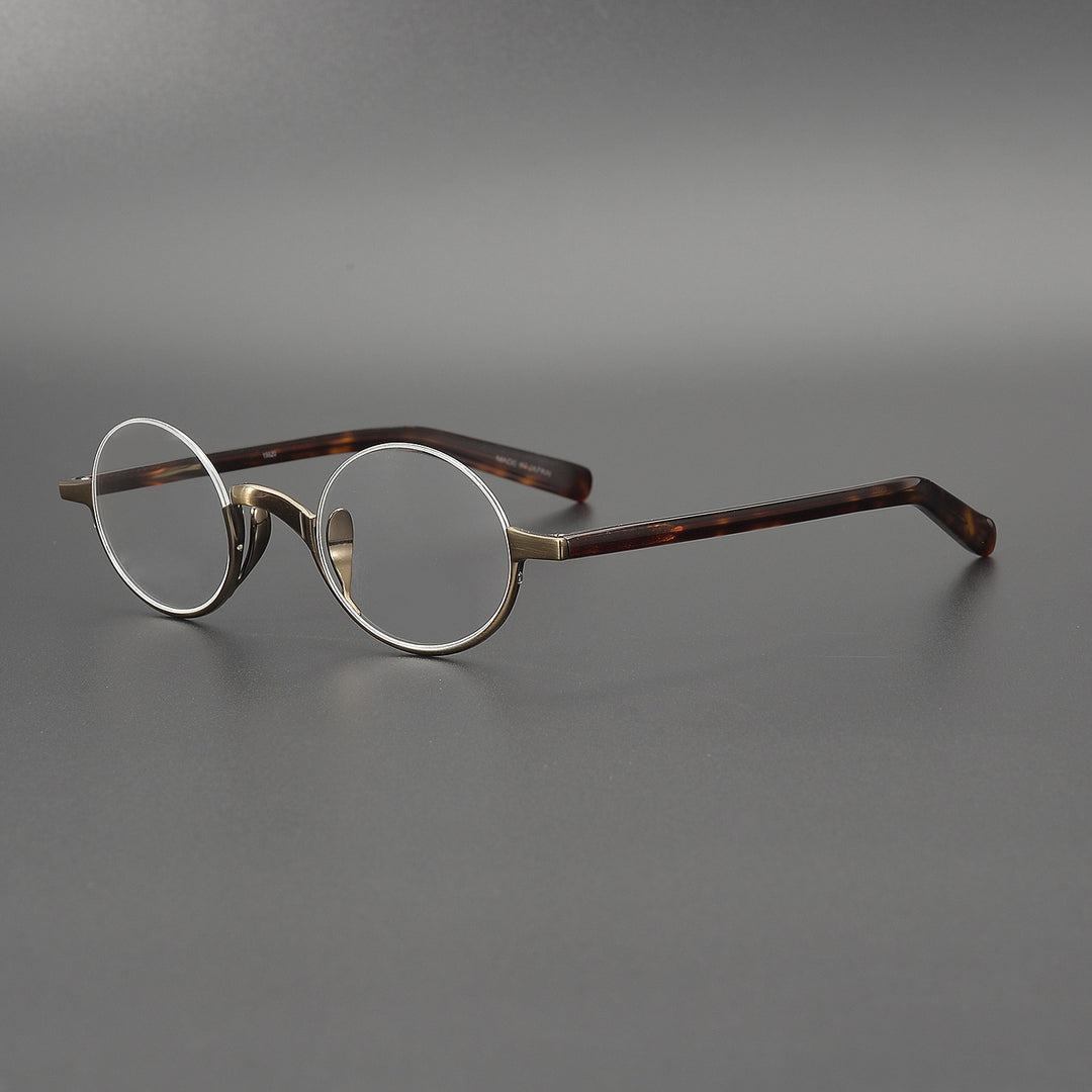 Muzz Men's Semi Rim Acetate Titanium Frame Eyeglasses 80 Semi Rim Muzz Dark Brown