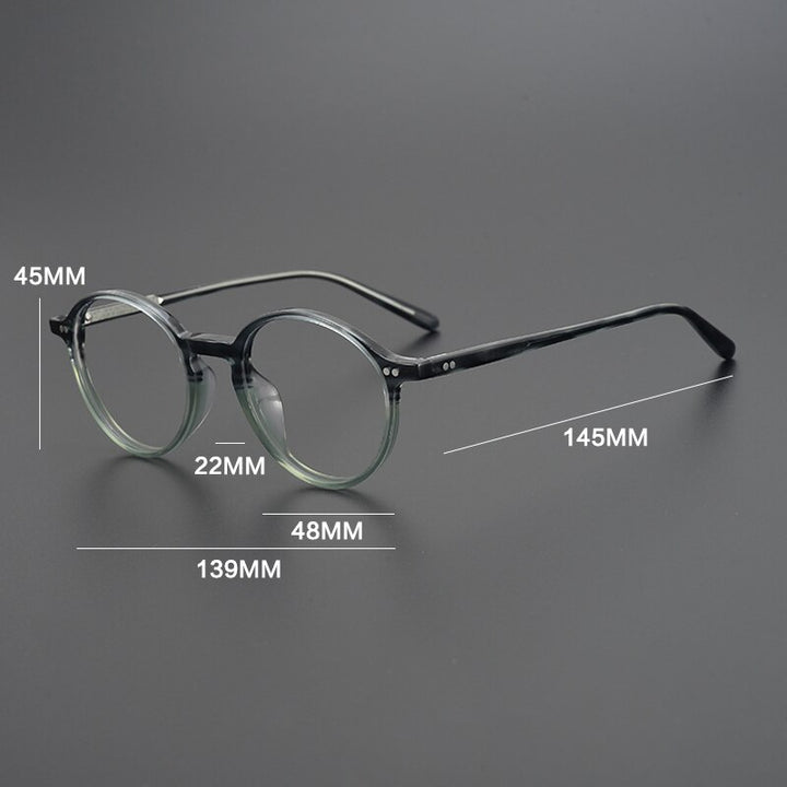Gatenac Unisex Full Rim Round Acetate Eyeglasses Gxyj961 Full Rim Gatenac