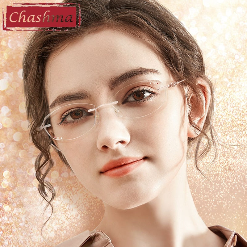 Chashma Women's Rimless Diamond Cut Titanium Frame Eyeglasses 377 Rimless Chashma   