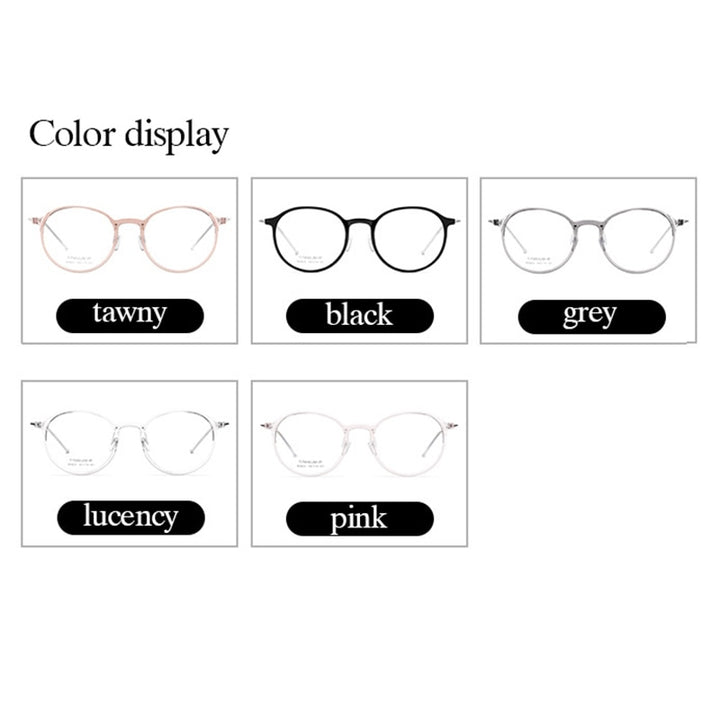 Hotony Unisex Full Rim Round Tr 90 Alloy Eyeglasses 5825m Full Rim Hotony