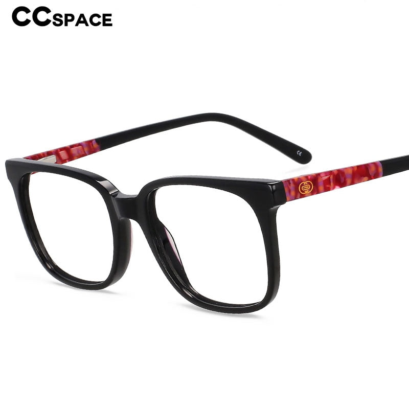 CCspace Unisex Full Rim Square Acetate Eyeglasses 55557 Full Rim CCspace