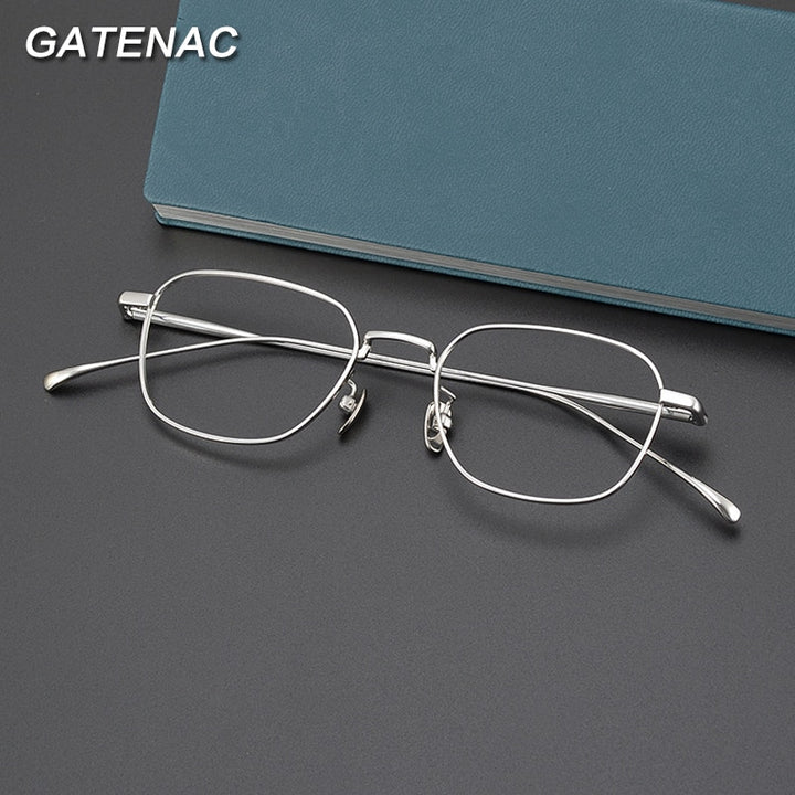 Gatenac Unisex Full Rim Square Titanium Eyeglasses Gxyj997 Full Rim Gatenac