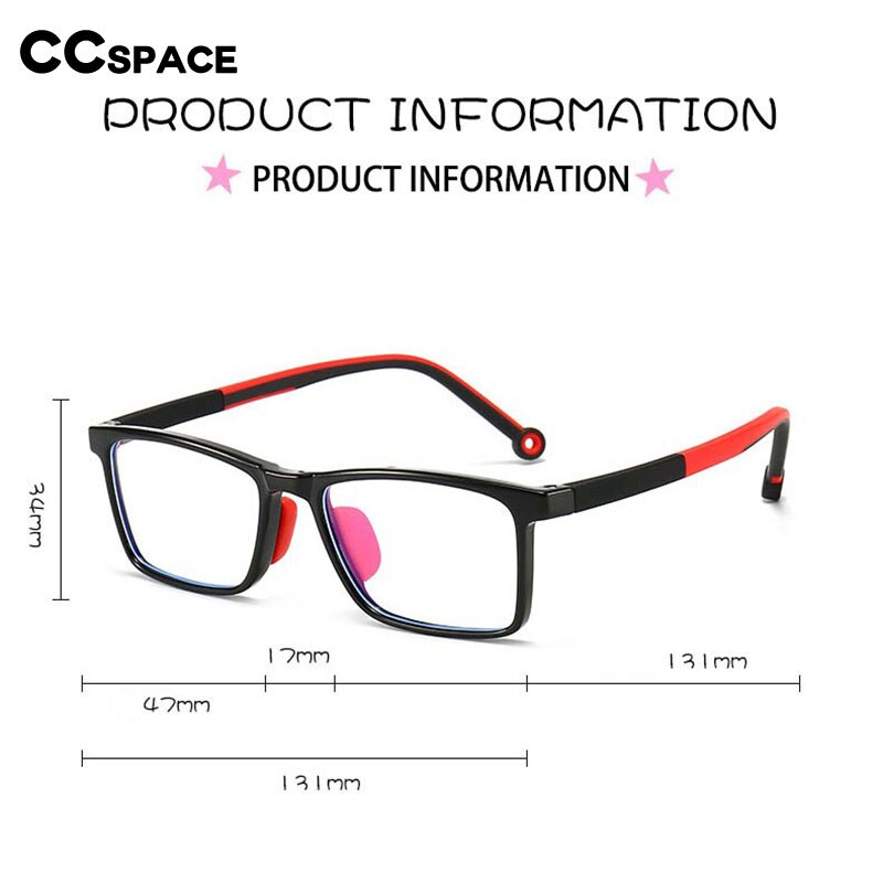 CCspace Unisex Youth Full Rim Square Silicone Eyeglasses 54673 Full Rim CCspace