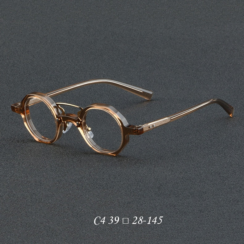 CCspace Unisex Full Rim Round Double Bridge Acetate Eyeglasses 55726 Full Rim CCspace Tea China