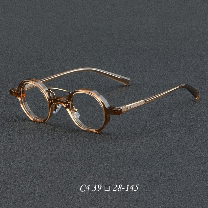 CCspace Unisex Full Rim Round Double Bridge Acetate Eyeglasses 55726 Full Rim CCspace Tea China
