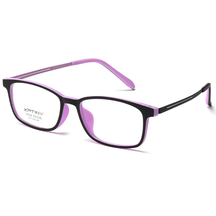 Yimaruili Unisex Full Rim Square Tr 90 Titanium Eyeglasses 9834XP Full Rim Yimaruili Eyeglasses Black Light Purple