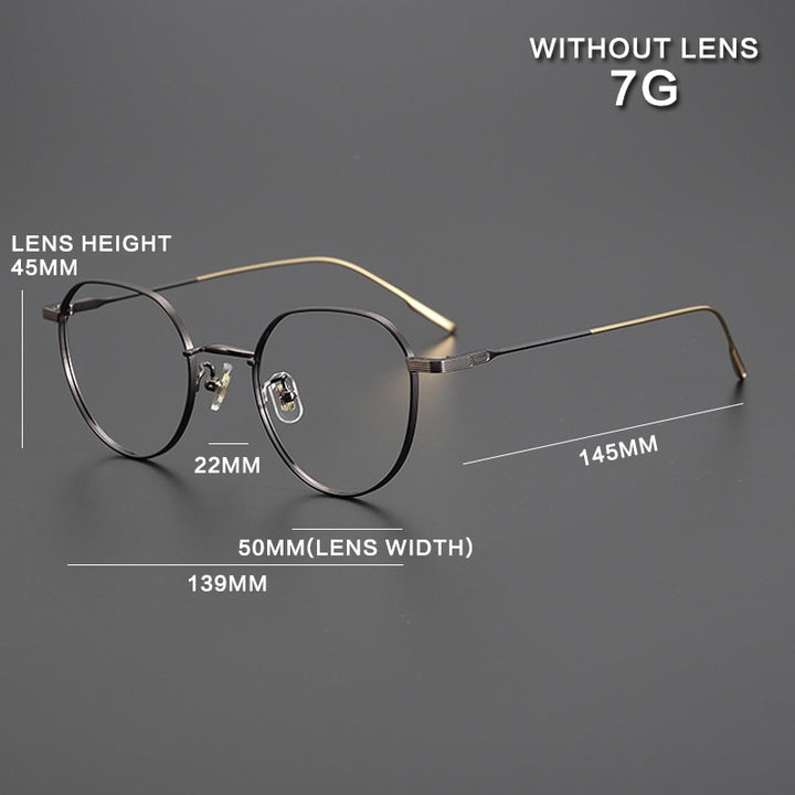 Gatenac Unisex Full Rim Flat Top Round Titanium Eyeglasses Gxyj1010 Full Rim Gatenac
