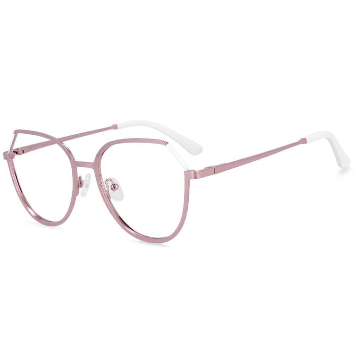 CCspace Unisex Full Rim Round Cat Eye Alloy Frame Eyeglasses 54178 Full Rim CCspace pink-White China