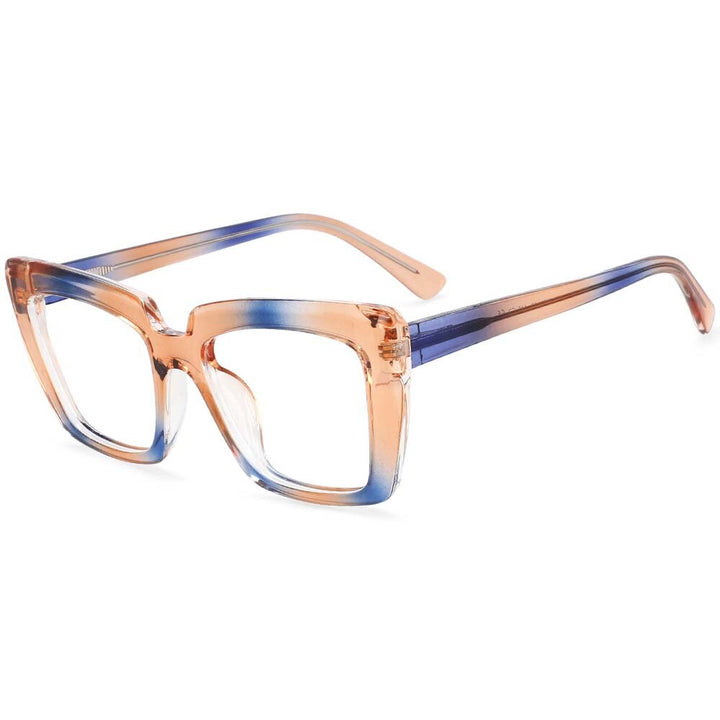 CCspace Women's Full Rim Big Square Acetate Frame Eyeglasses 54340 Full Rim CCspace China Tea-Blue