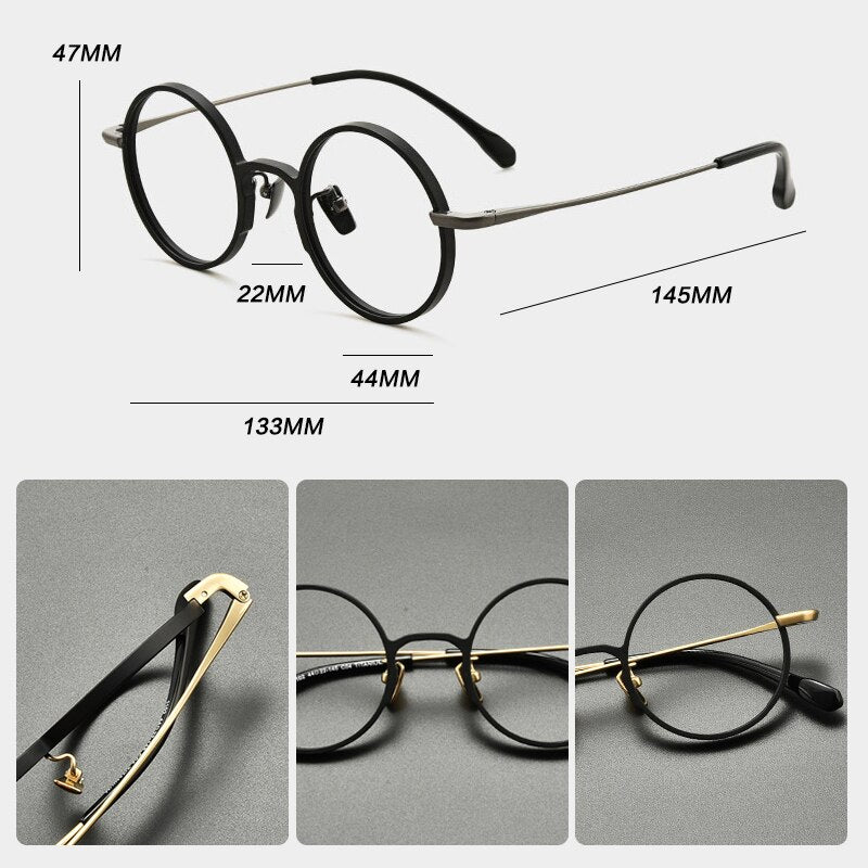 Gatenac Unisex Full Rim Round Titanium Eyeglasses Gxyj847 Full Rim Gatenac