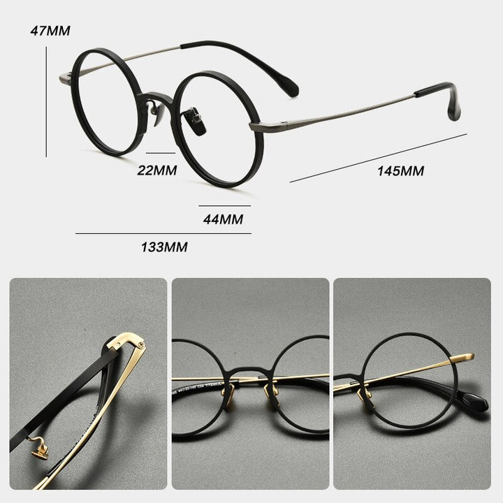 Gatenac Unisex Full Rim Round Titanium Eyeglasses Gxyj847 Full Rim Gatenac