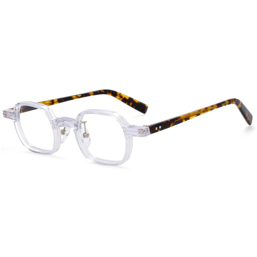 CCspace Unisex Full Rim Square Round Acetate Punk Frame Eyeglasses 54159 Full Rim CCspace Clear