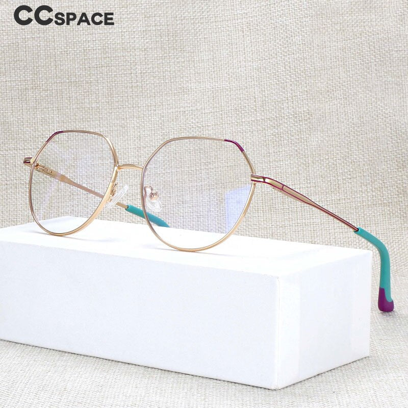 CCspace Unisex Full Rim Polygonal Round Alloy Frame Eyeglasses 54316 Full Rim CCspace