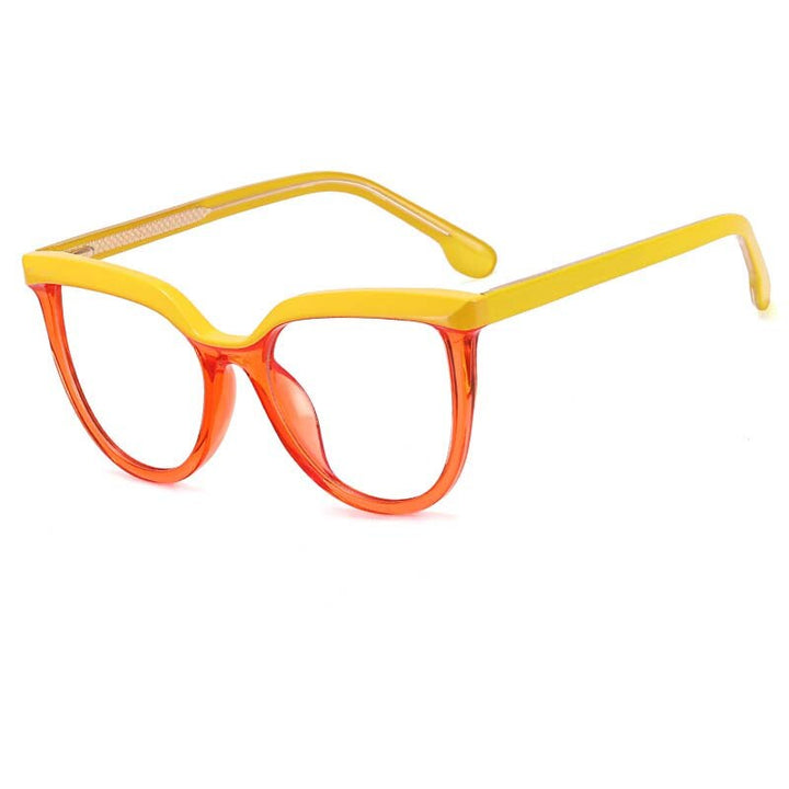 CCspace Unisex Full Rim Square Cat Eye Tr 90 Titanium Eyeglasses 54724 Full Rim CCspace China Yellow orange