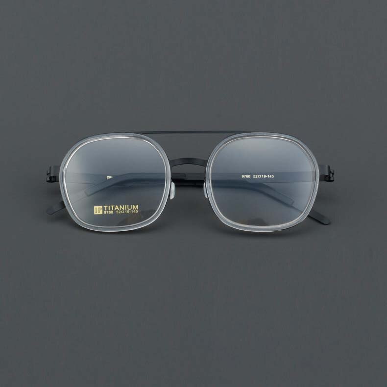 CCspace Women's Full Rim Round Square Double Bridge Titanium Acetate Eyeglasses 55022 Full Rim CCspace ClearBlack China