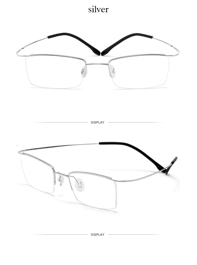 Hotochki Men's Semi Rim Rectangle Titanium Frame Eyeglasses 30004 Semi Rim Hotochki
