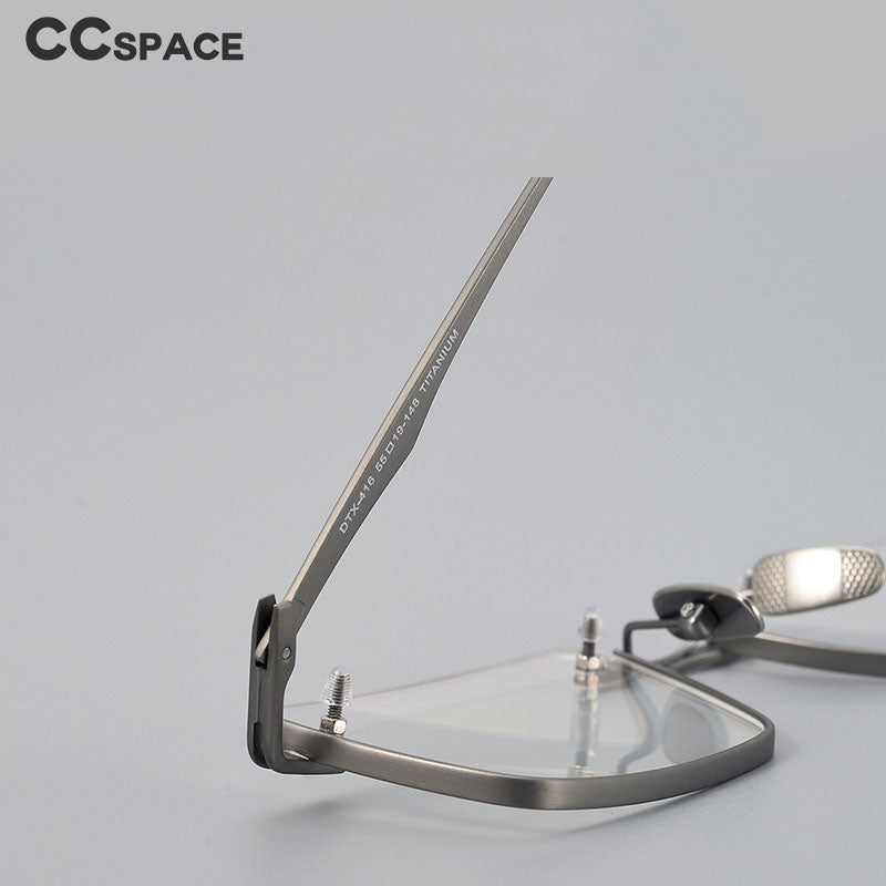 CCspace Unisex Semi Rim Square Handcrafted Titanium Eyeglasses 55634 Full Rim CCspace