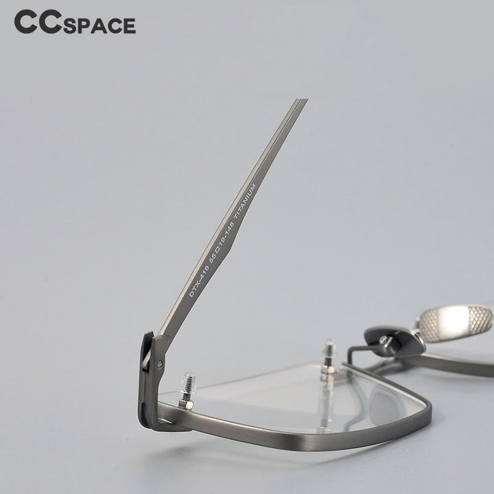 CCspace Unisex Semi Rim Square Handcrafted Titanium Eyeglasses 55634 Full Rim CCspace