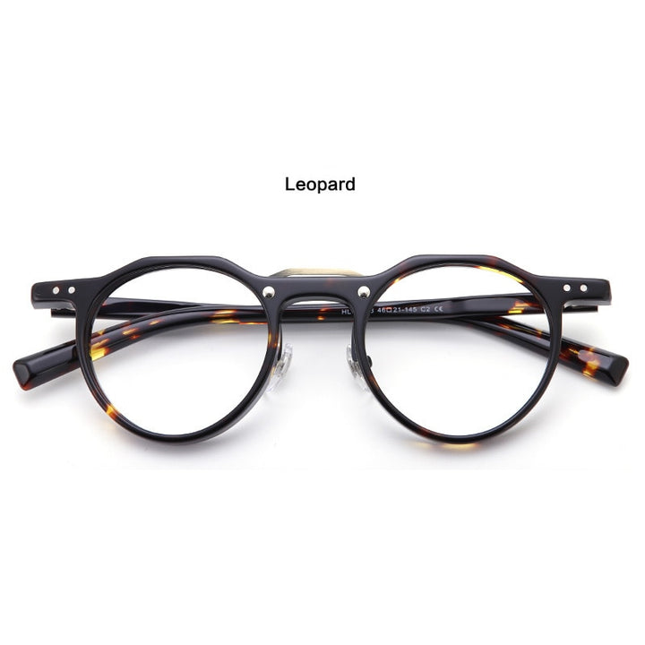 Muzz Unisex Full Rim Round Acetate Frame Double Bridge Eyeglasses 56008 Full Rim Muzz 3