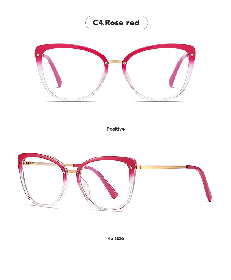 Gmei Women's Full Rim TR 90 Metal Cat Eye Frame Eyeglasses 2076 Full Rim Gmei Optical