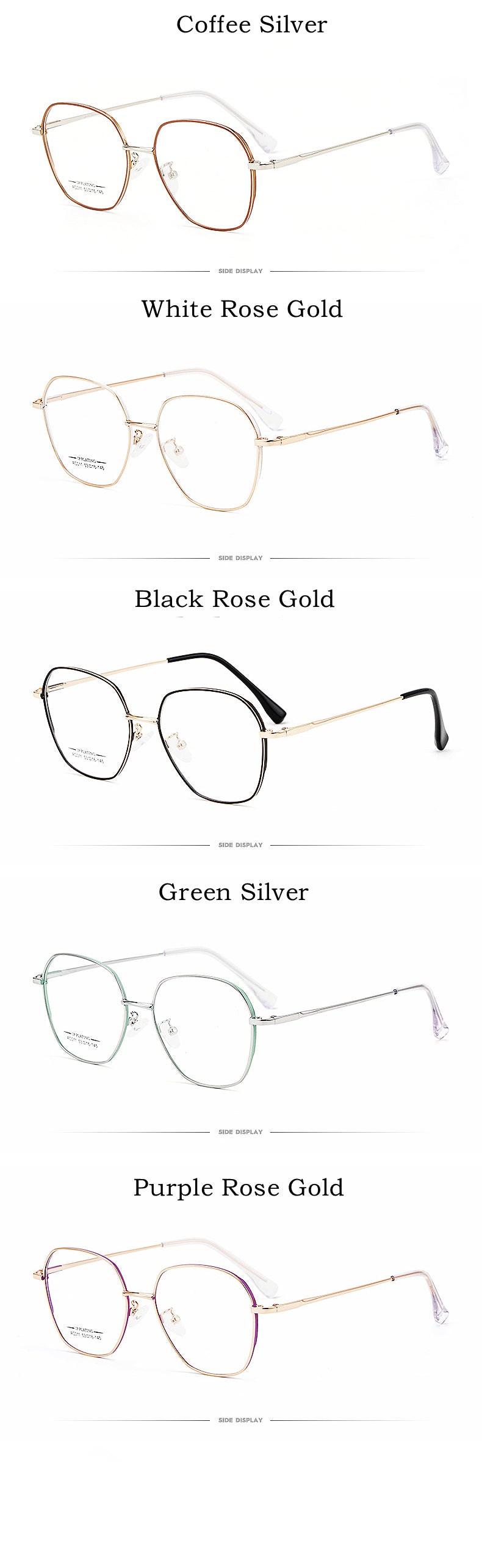 Yimaruili Unisex Full Rim Polygon Square Alloy Frame Eyeglasses AC011 Full Rim Yimaruili Eyeglasses