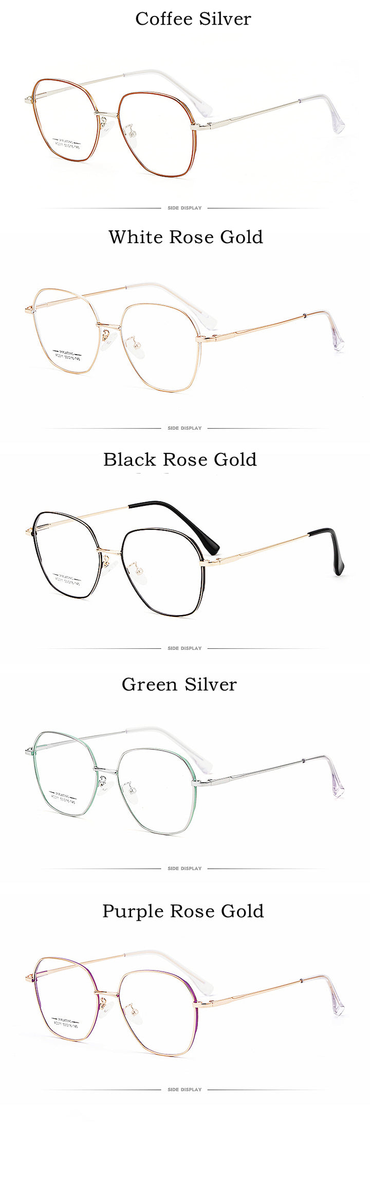 Yimaruili Unisex Full Rim Polygon Square Alloy Frame Eyeglasses AC011 Full Rim Yimaruili Eyeglasses