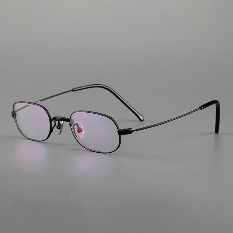 Muzz Unisex Full Rim Small Round Titanium Eyeglasses 103-503 Full Rim Muzz Square Black silver
