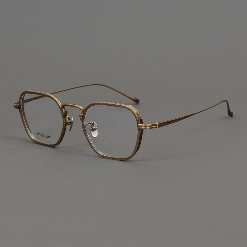 Gatenac Unisex Full Rim Polygon Square Titanium Eyeglasses Gxyj889 Full Rim Gatenac Bronze