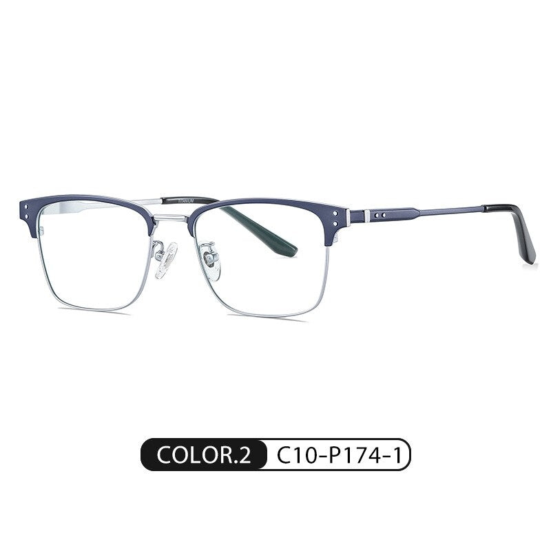 Bclear Unisex Full Rim Square Eyebrow Line Titanium Eyeglasses Wd916 Full Rim Bclear Blue Silver