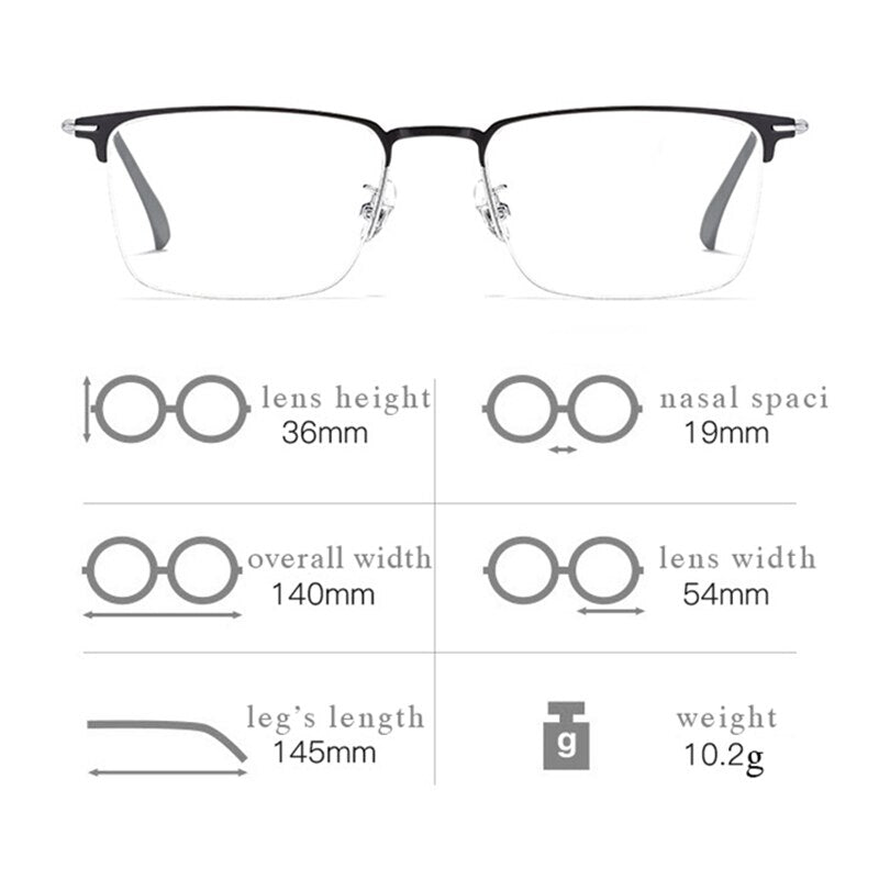 Hotochki Men's Full/Semi Rim SquareTitanium Frame Eyeglasses 0608-0606 Semi Rim Hotochki