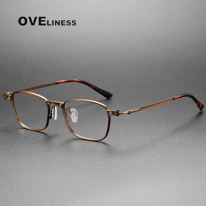 Oveliness Unisex Full Rim Square Titanium Eyeglasses 5890 Full Rim Oveliness bronze