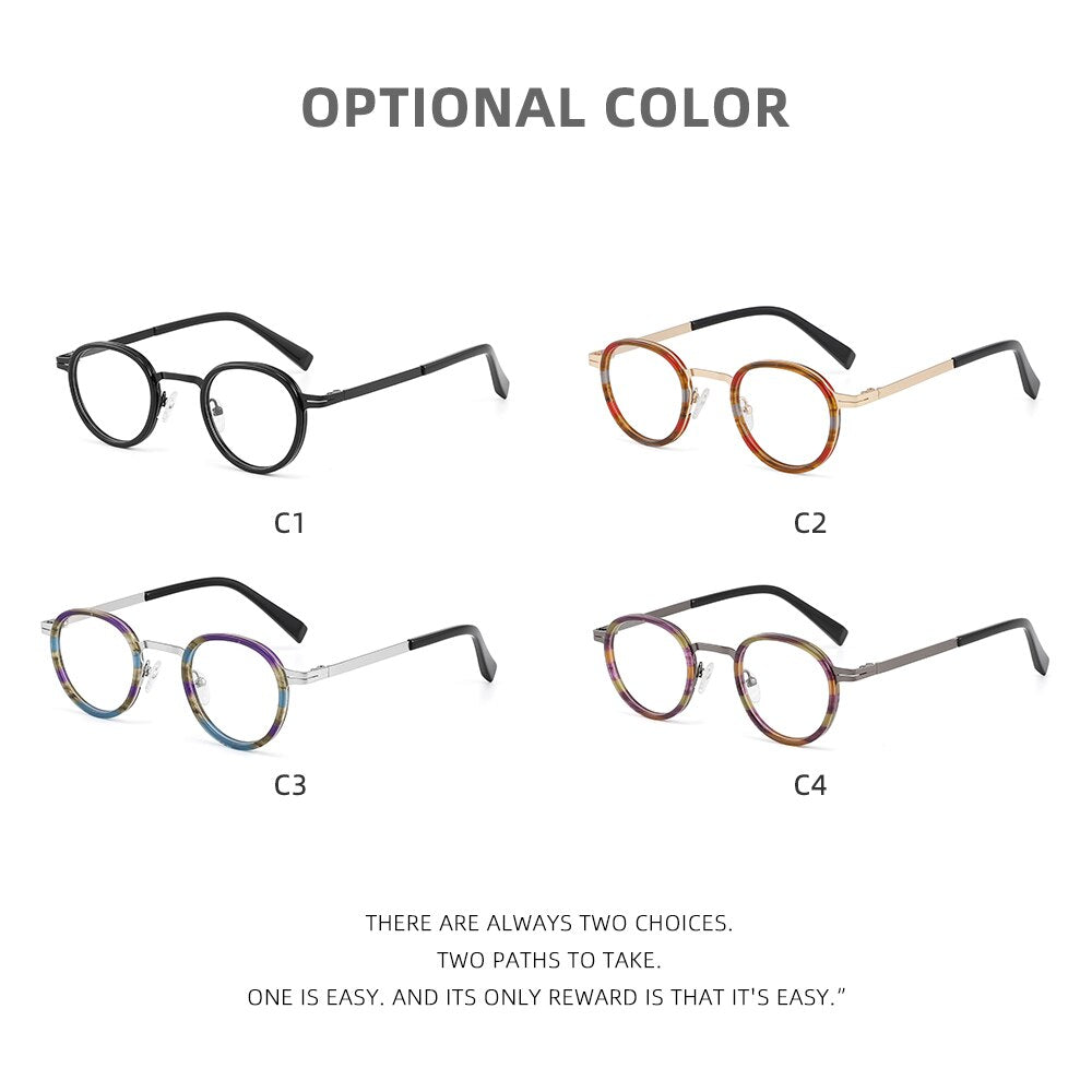 Laoyehui Unisex Full Rim Round Acetate Alloy Reading Glasses Anti-Blue Light Glg8835 Reading Glasses Laoyehui