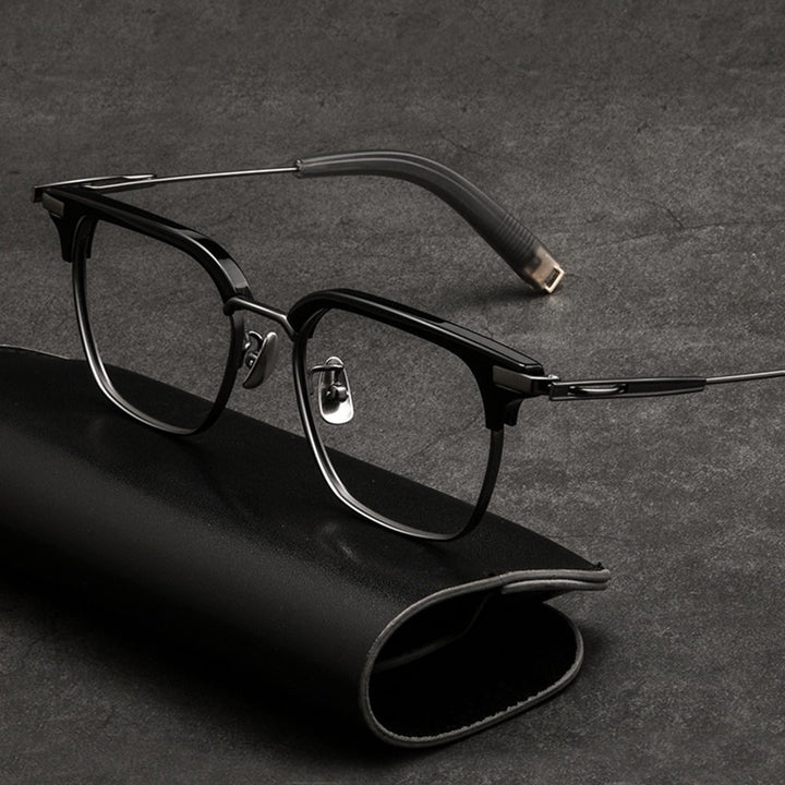 Zirosat Men's Full Rim Square Titanium Acetate Eyeglasses 2083T Full Rim Zirosat