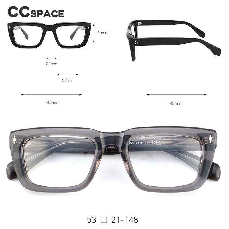 CCspace Unisex Full Rim Square Cat Eye Acetate Eyeglasses 54908 Full Rim CCspace