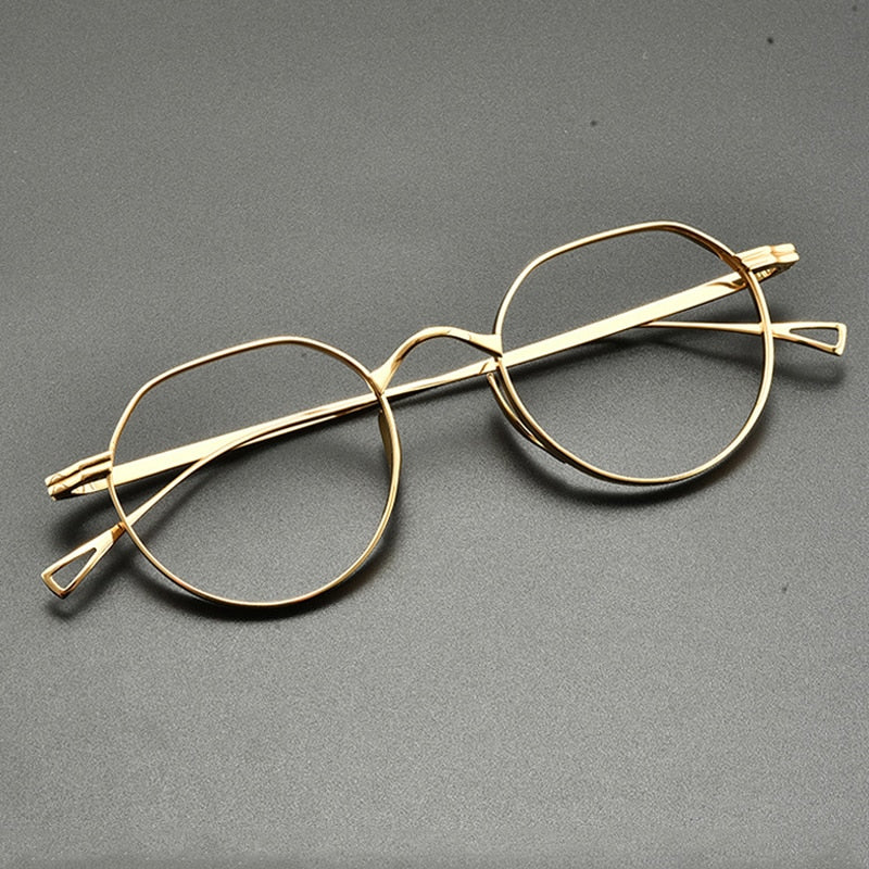 Gatenac Unisex Full Rim Oval Round Titanium Eyeglasses Gxyj832 Full Rim Gatenac Gold