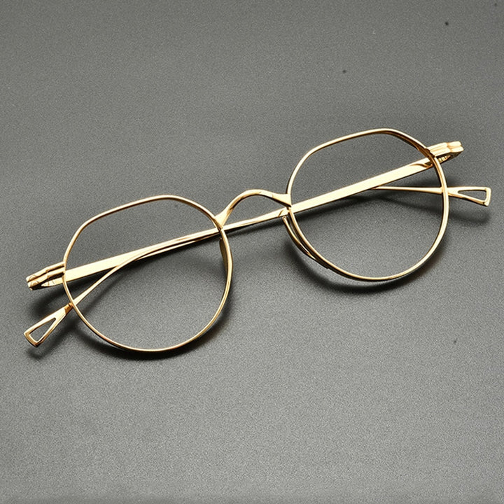 Gatenac Unisex Full Rim Oval Round Titanium Eyeglasses Gxyj832 Full Rim Gatenac Gold