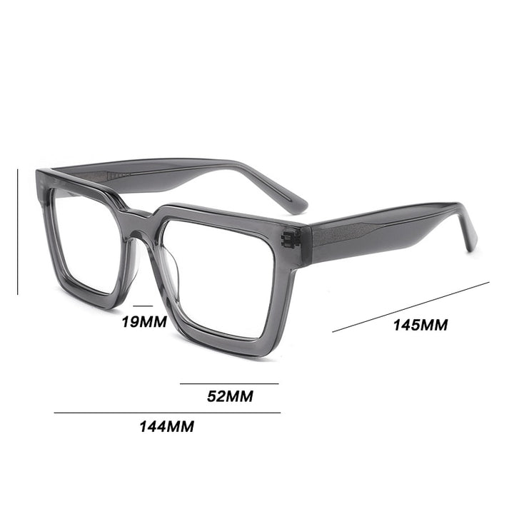 Gatenac Unisex Full Rim Square Acetate Frame Eyeglasses Gxyj793 Full Rim Gatenac