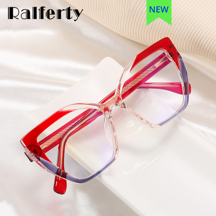 Ralferty Women's Full Rim Square Cat Eye Tr 90 Acetate Eyeglasses F82026 Full Rim Ralferty