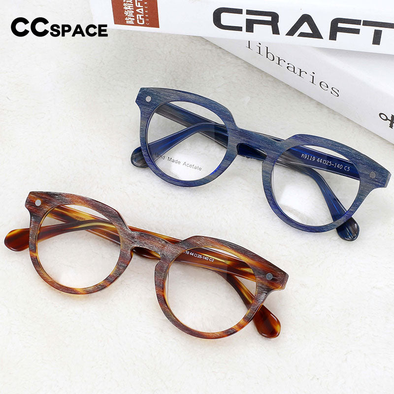 CCspace Unisex Full Rim Round Acetate Eyeglasses 55216 Full Rim CCspace